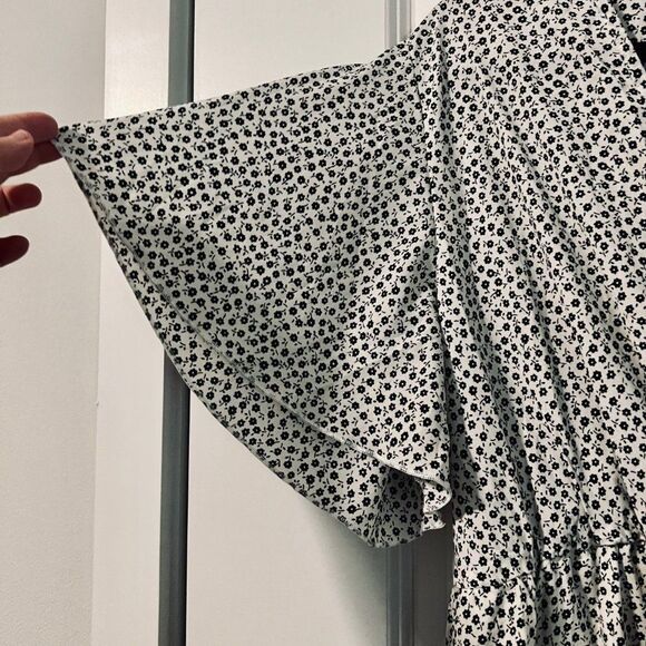 Black and White Floral Midi Dress | Shein Plus Size 1x - Picture 3 of 4